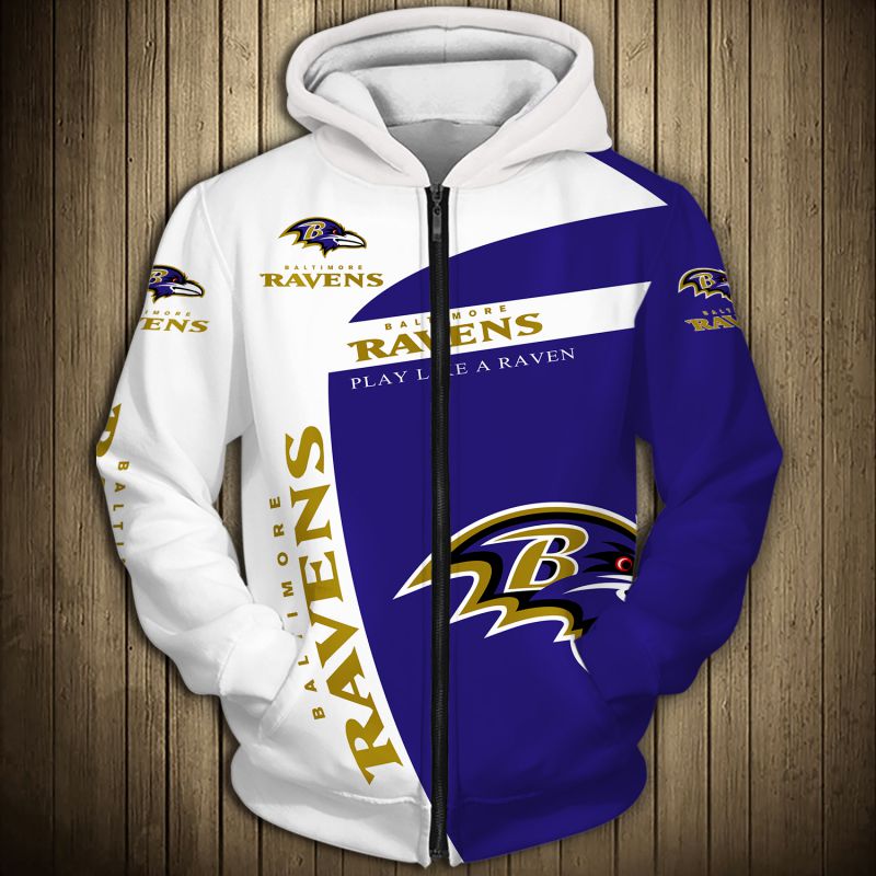 Baltimore Ravens Hoodie 3D Zip Hoodie Pullover Gift for Fans 0