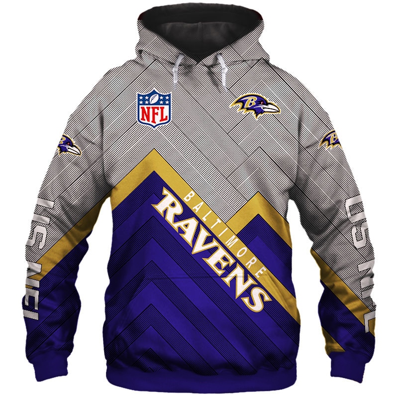 Baltimore Ravens Hoodie 3D Zip Hoodie Pullover Size S5Xl 0