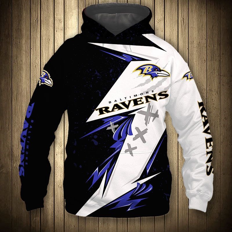 Baltimore Ravens Hoodie 3D Zip Hoodie Thunder Graphic Gifts for Fans 0