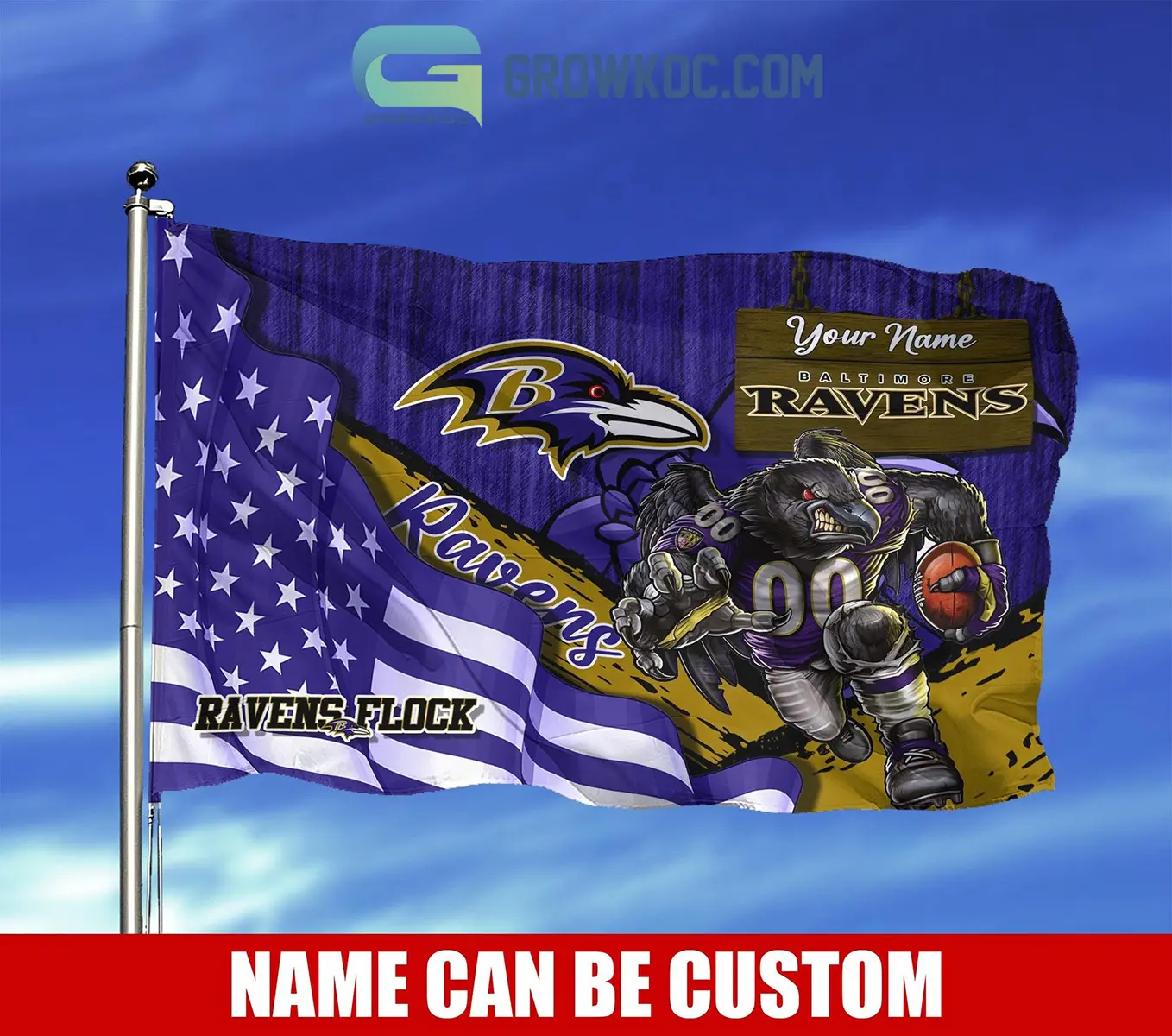 Baltimore Ravens NFL Mascot Slogan American House Garden Flag2B1 Qfb51