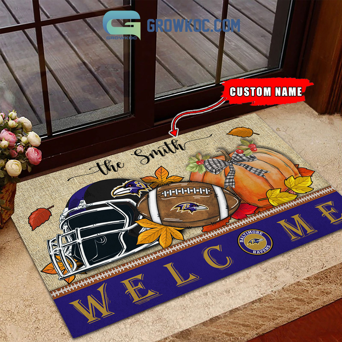 Baltimore Ravens NFL Welcome Fall Pumpkin Personalized Doormat2B1 KAvr4