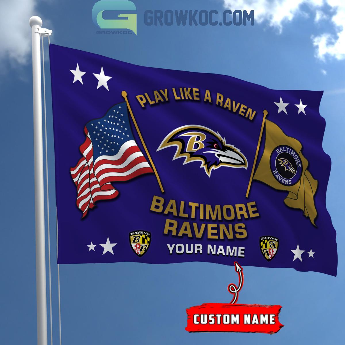 Baltimore Ravens Play Like A Raven 2024 Personalized Flag 1 9WuU4