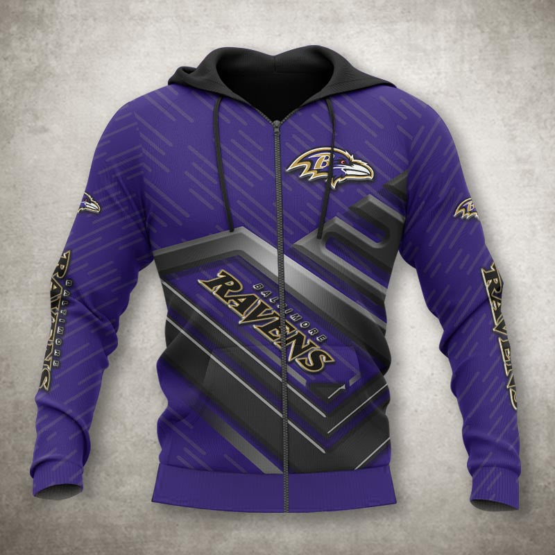 Baltimore Ravens Zip Up Hoodie All Over Print 3D No 1 Fan Gifts For Fans 0