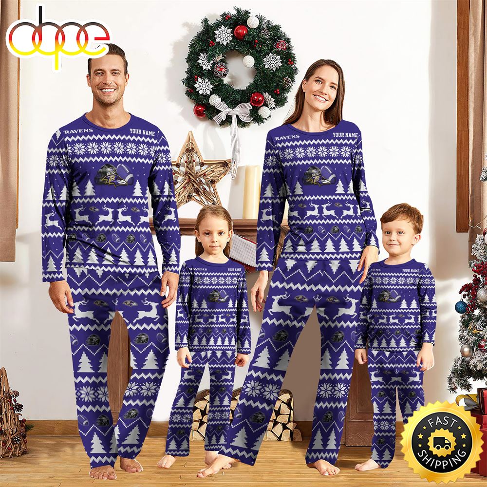 Baltimore Ravens Christmas NFL Custom Family Pajamas y7kepl