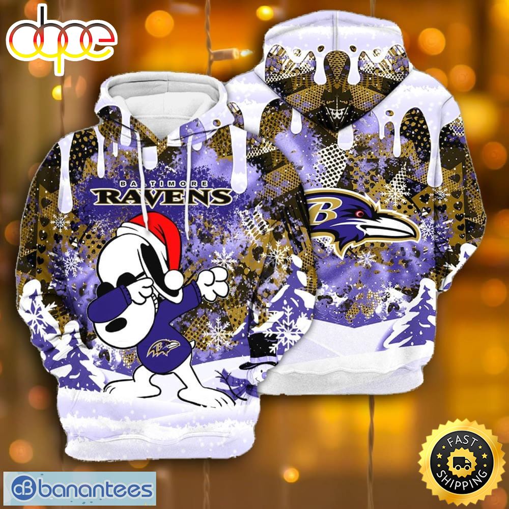 Baltimore Ravens Snoopy Dabbing The Peanuts Sports Football American Christmas All Over Print 3D Hoodie qczew3