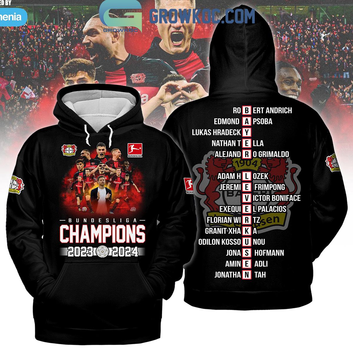 Bayer 04 Leverkusen Bundesliga Champions 2023 2024 Hoodie Shirts2B1 hRrmJ