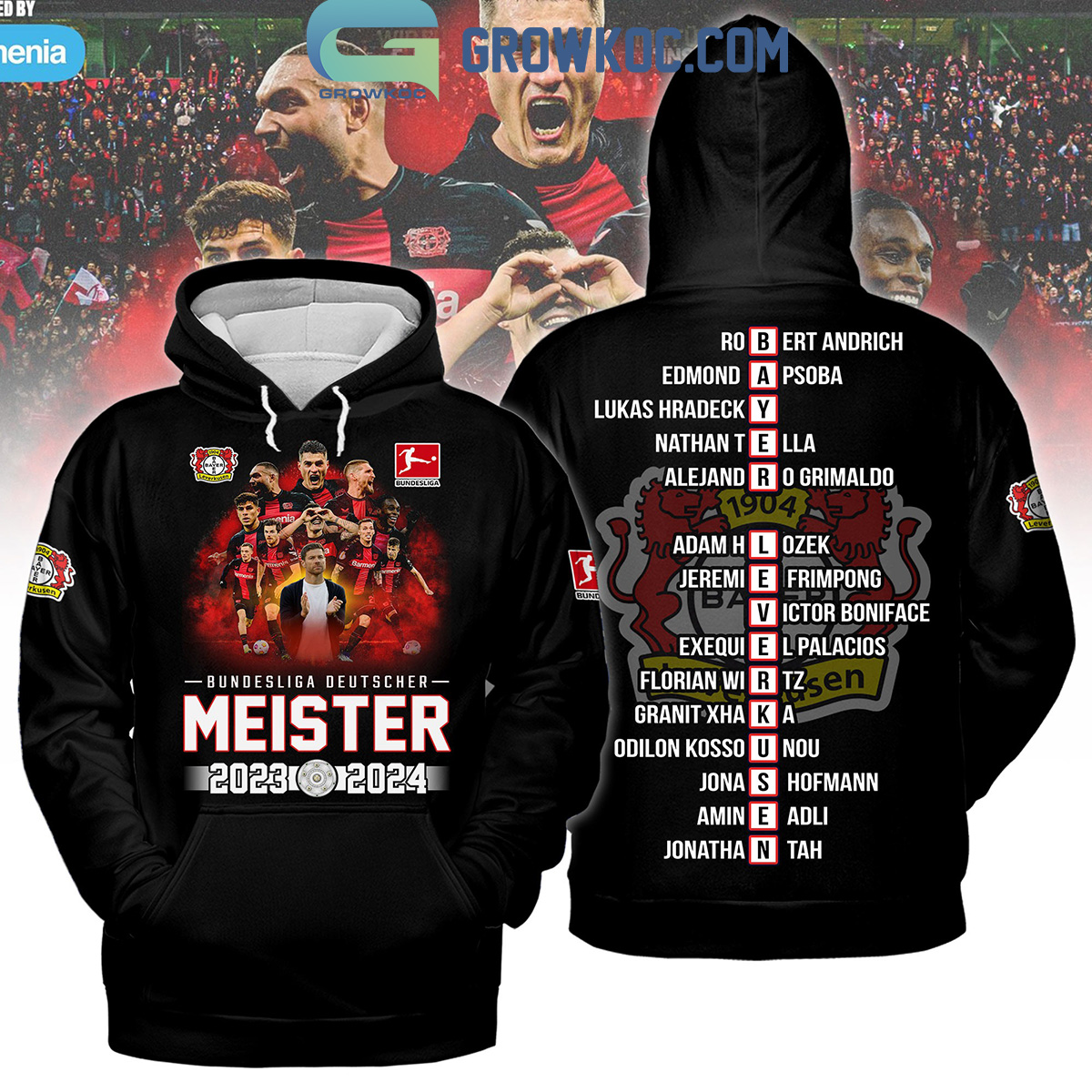 Bayer 04 Leverkusen Deutscher Meister 2023 2024 Hoodie Shirts2B1 3DWgt