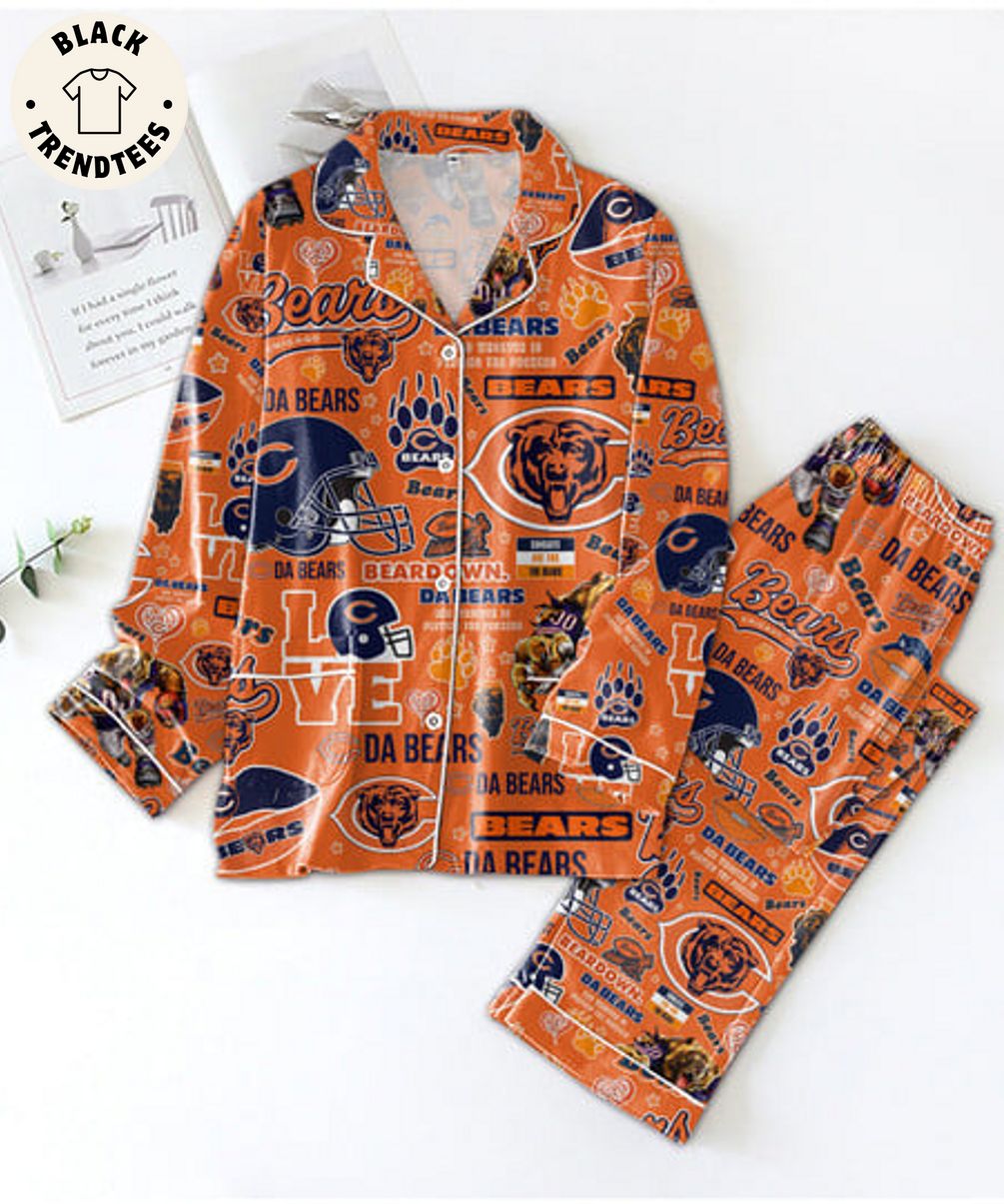 Beardown Dabears And Whoever Is Palying The Packers Mascot Design Orange Pijamas Set 802520 0