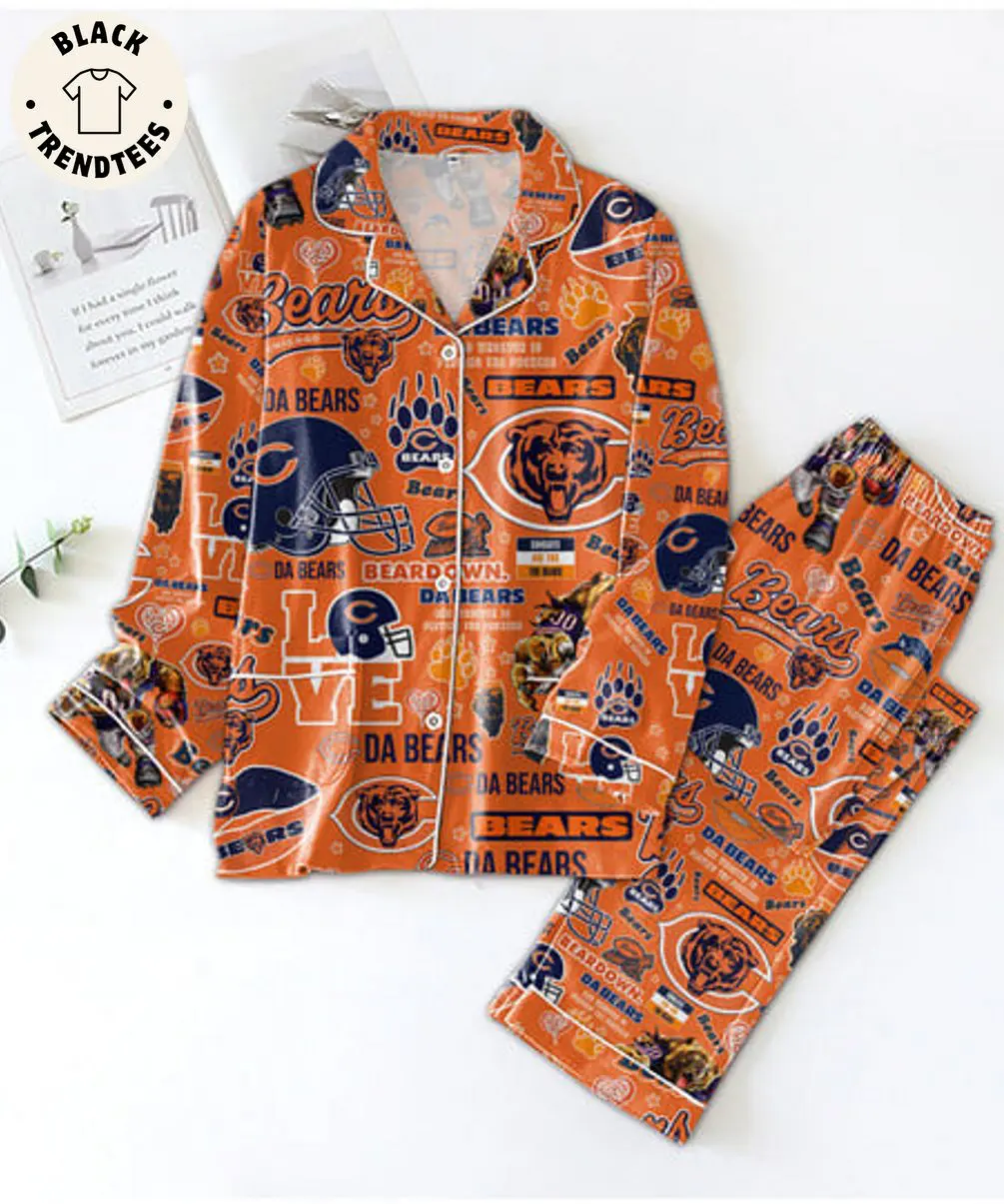 Beardown Dabears And Whoever Is Palying The Packers Mascot Design Orange Pijamas Set 802520 0