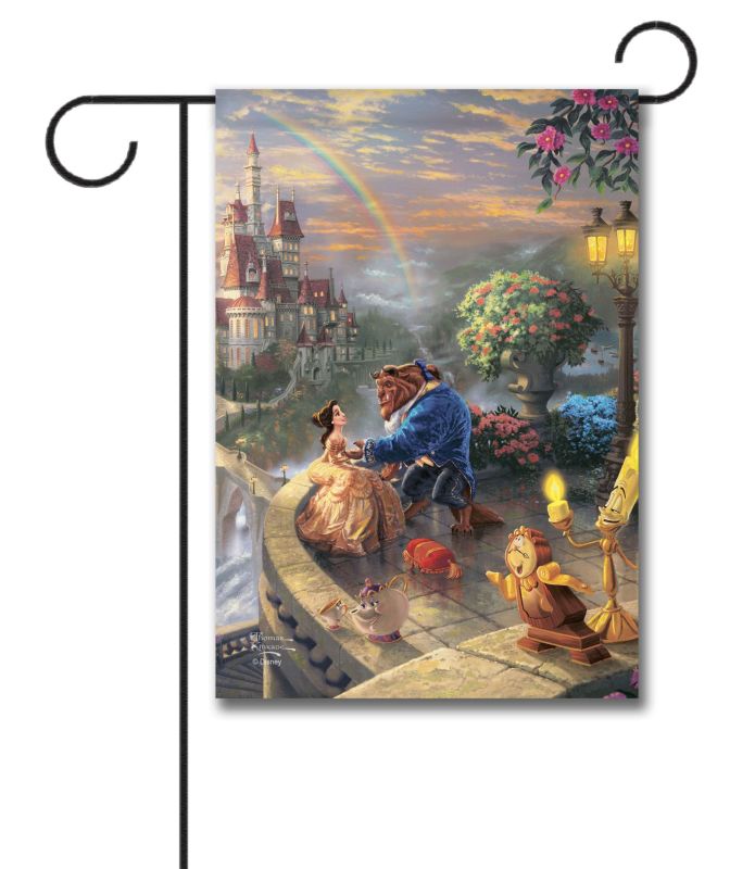 Beauty and the Beast Thomas Kinkade Disney Garden Flag