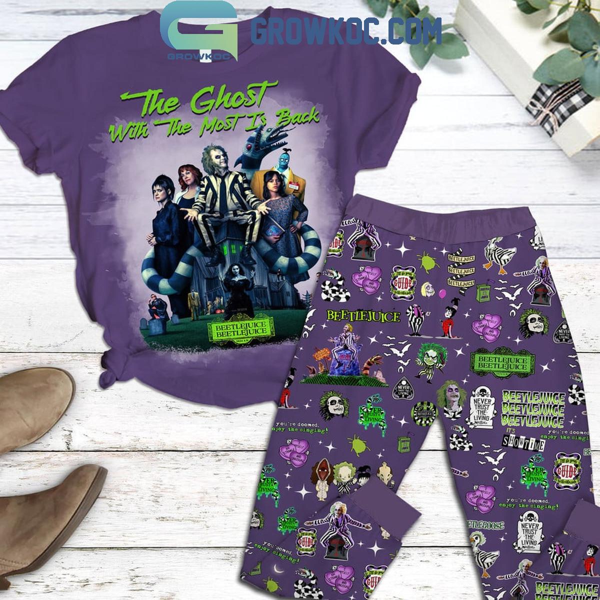 Beetlejuice The Ghost With The Most Is Back Fleece Pajamas Set 1 qcway