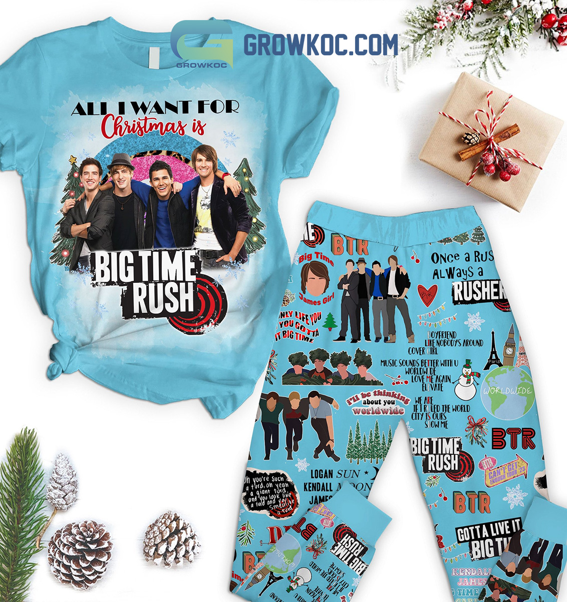 Big Time Rush All I Want For Christmas Is Big Time Rush Once A Rush Always A Rusher BRT Big Time James Girl Winter Holiday Fleece Pajama Sets2B1 4j3LX