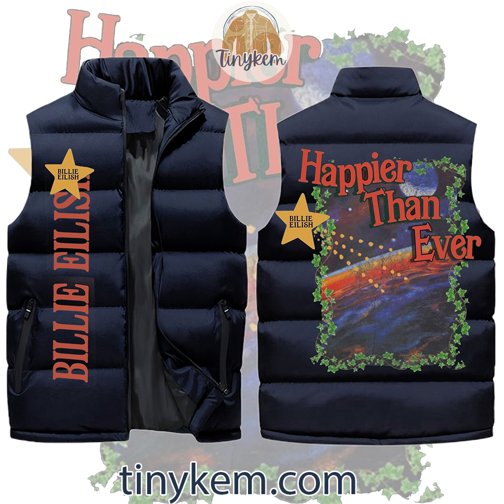 Billie Eilish Puffer Sleeveless Jacket Happier Than Ever2B1 dVuYC