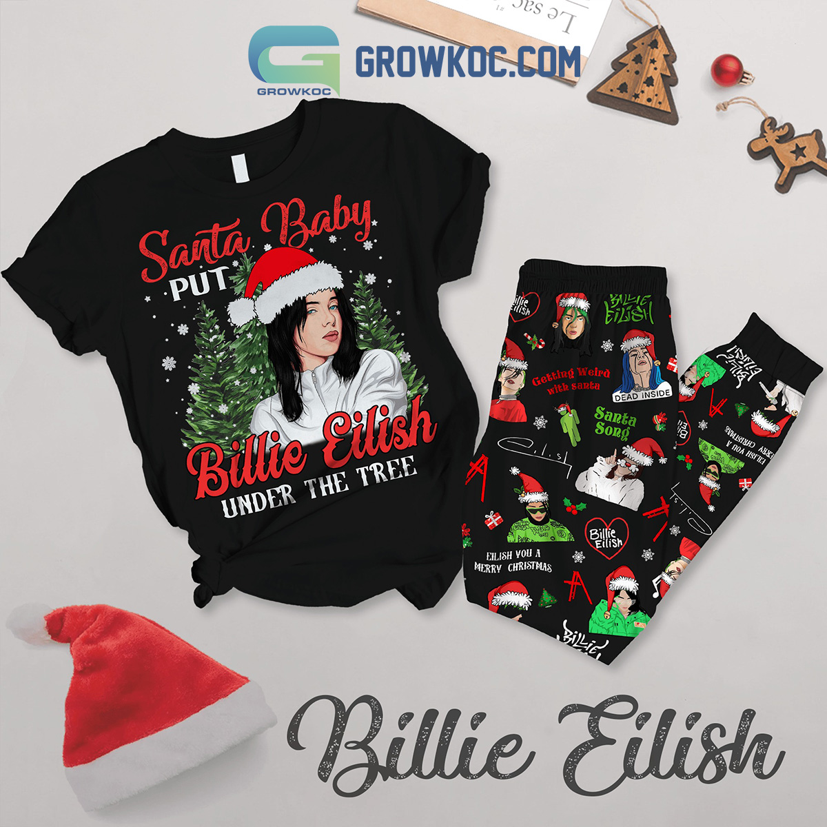 Billie Eilish Under The Tree Christmas Fleece Pajamas Set2B1 6vo4z