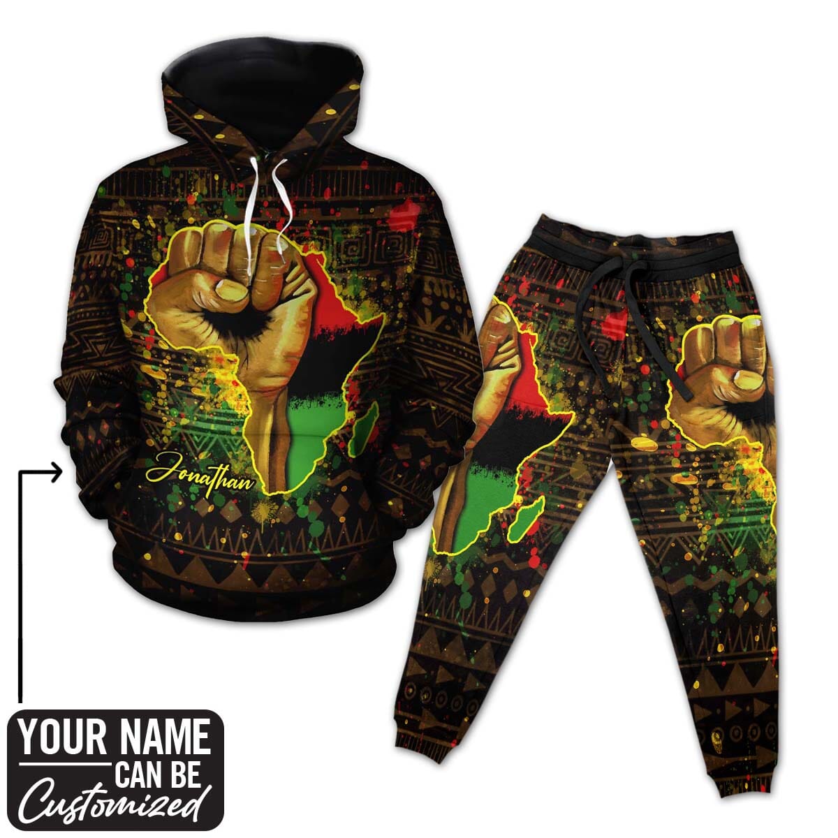 BlackPowerFleeceAll overHoodieAndJoggersSet