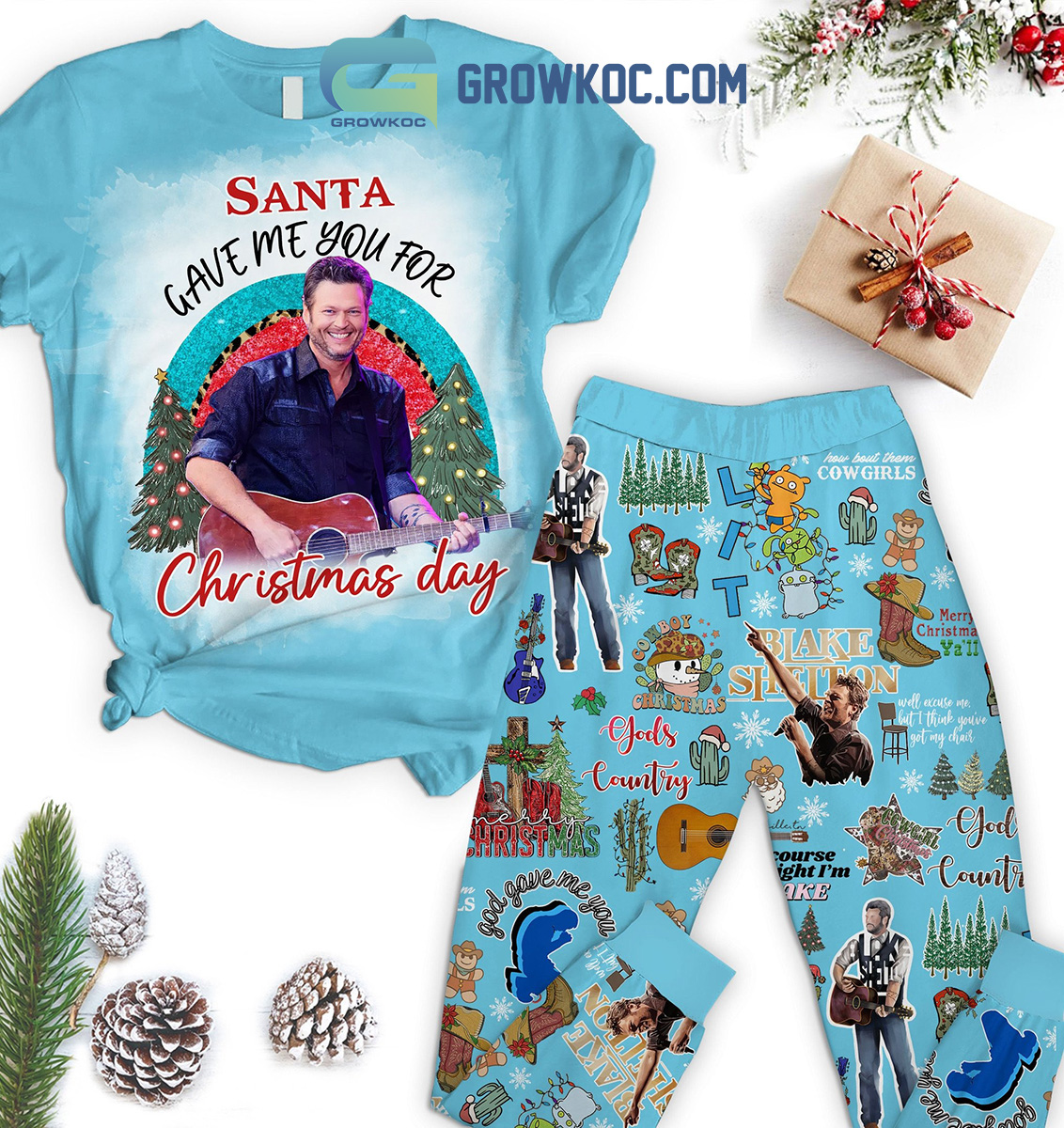 Blake Shelton Satan Gave Me You For Christmas Day Pajamas Set2B1 VNXyK