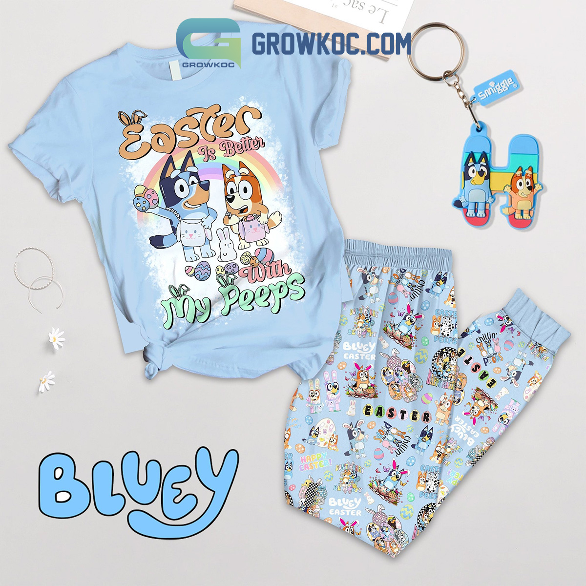 Bluey Easter Is Better With My Peeps Pajamas Set2B1 MsjNm