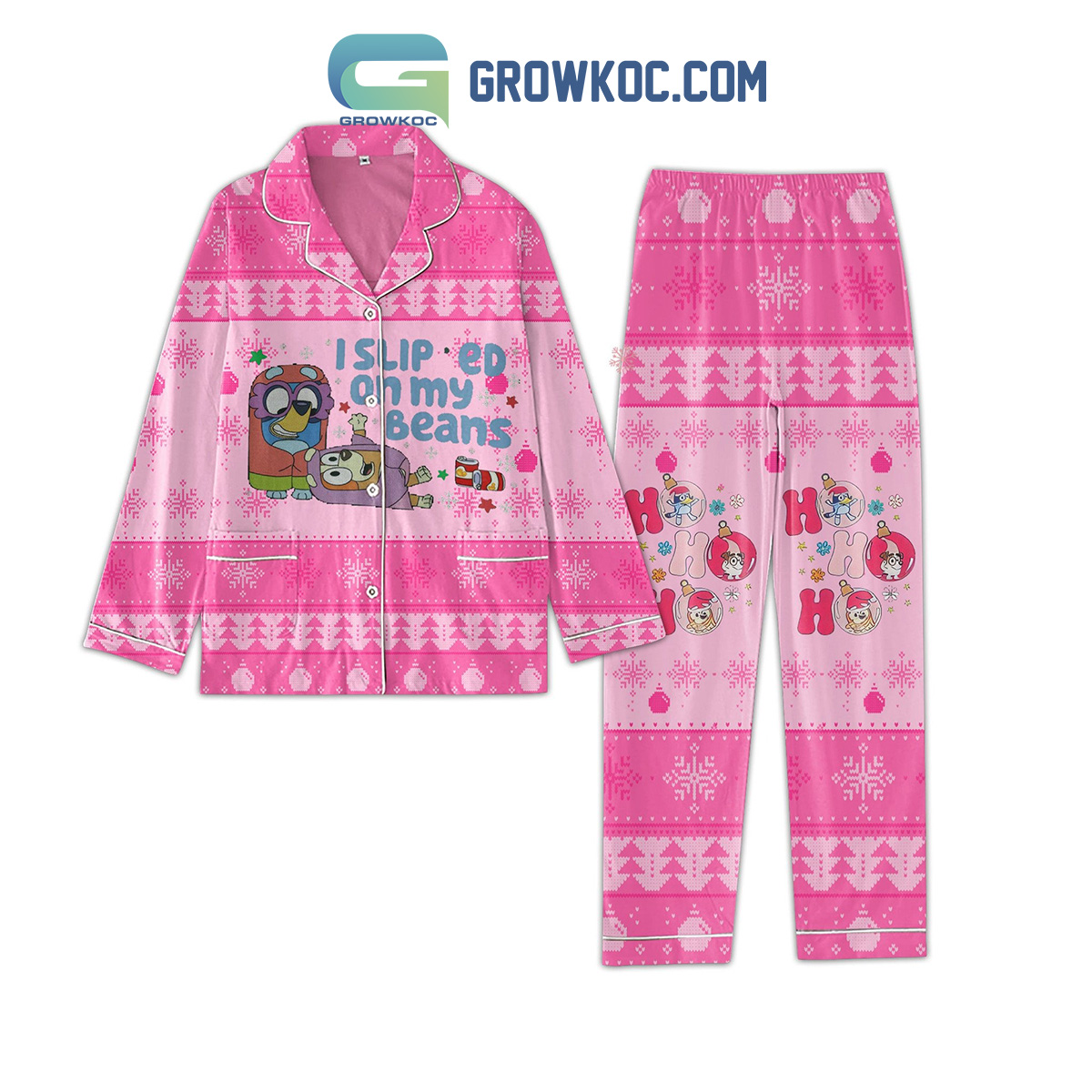 Bluey I Slipped On My Beans Christmas Polyester Pajamas Set2B1 voKvS