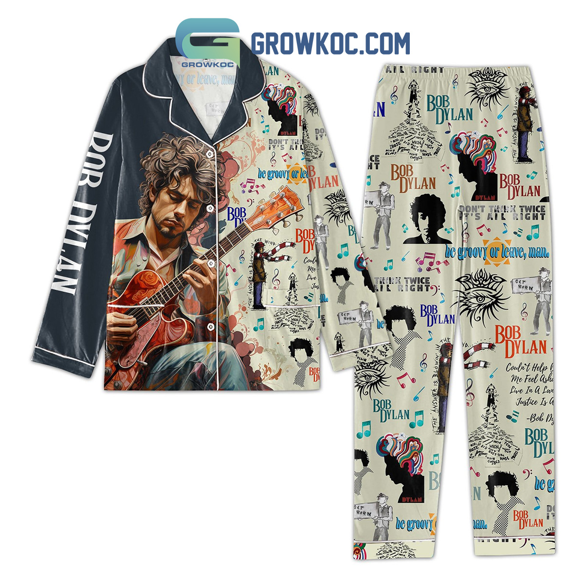 Bob Dylan He Groovy Or Leave Man Pajamas Set2B1 V3WAh