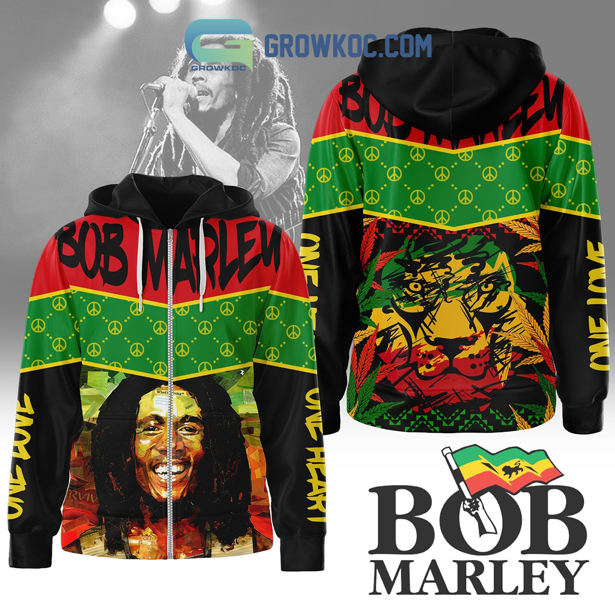 Bob Marley One Love Lion Hearts Hoodie Shirts2B1 VNSnC