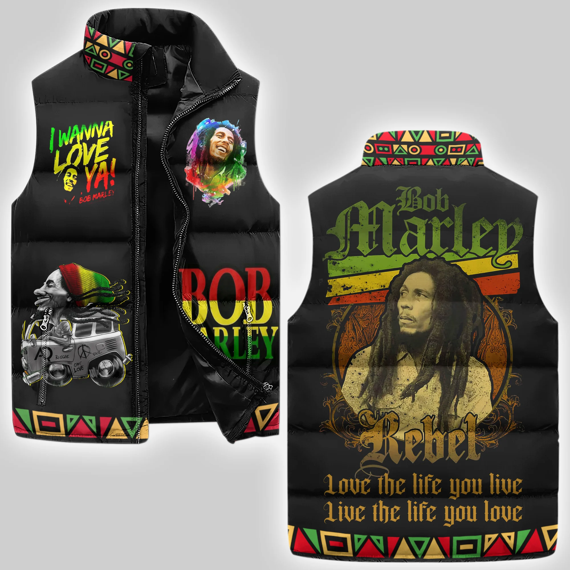 Bob Marley Rebel Puffer Sleeveless Jacket2B1 x8FUd