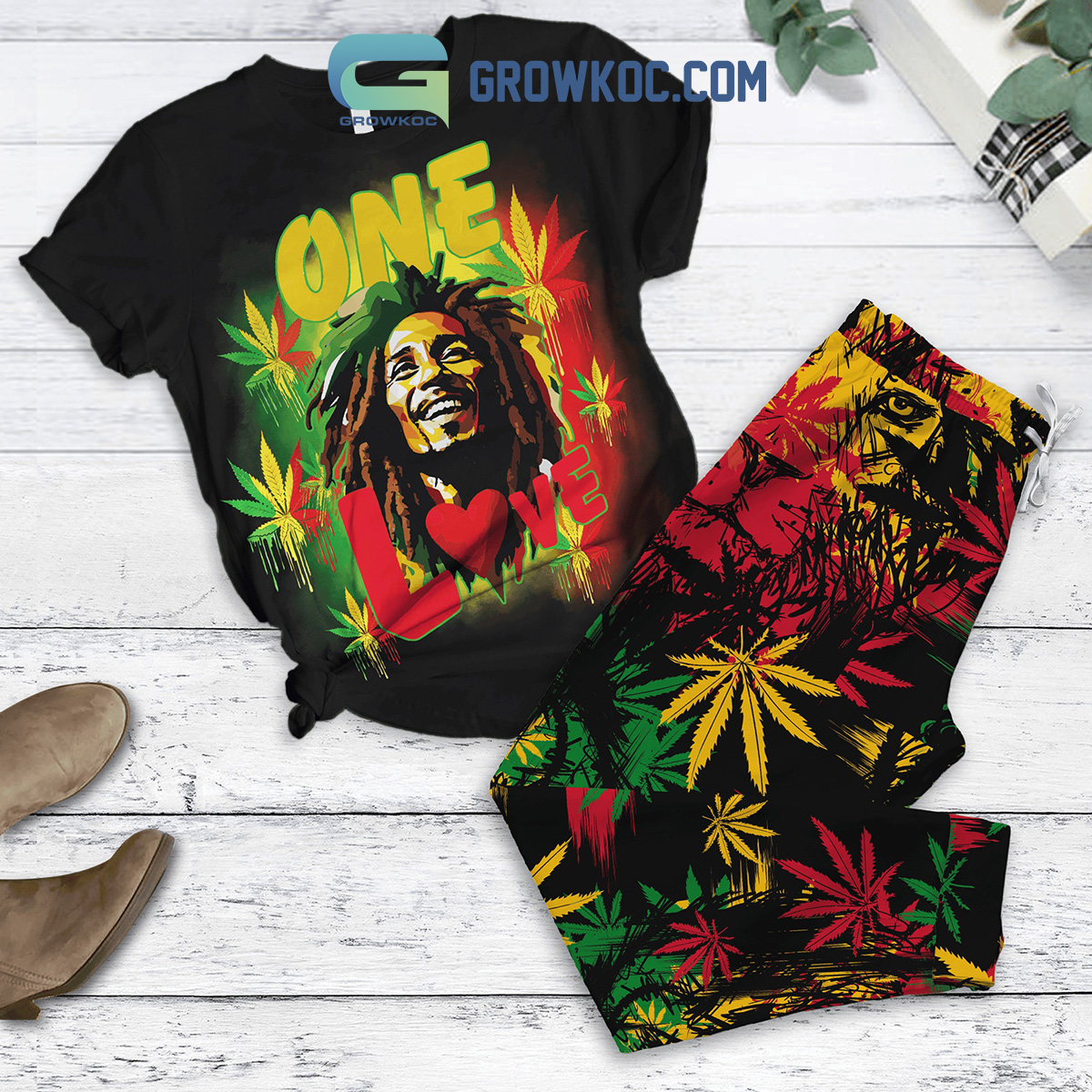 Bob Marley When You Smoke The Herb Fleece Pajamas Set2B1 5jKbF