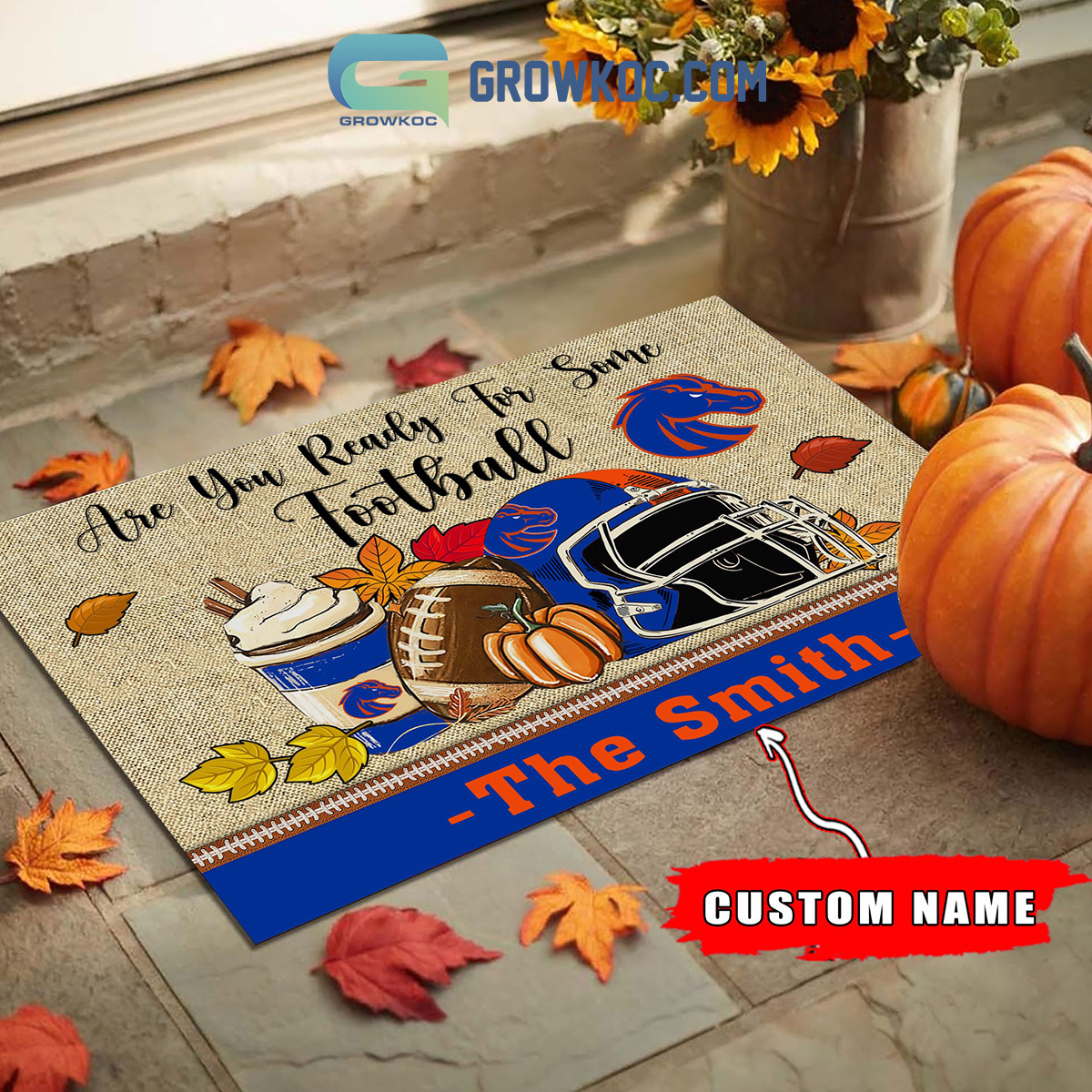 Boise State Broncos NCAA Fall Pumpkin Are You Ready For Some Football Personalized Doormat2B1 tbTZ9