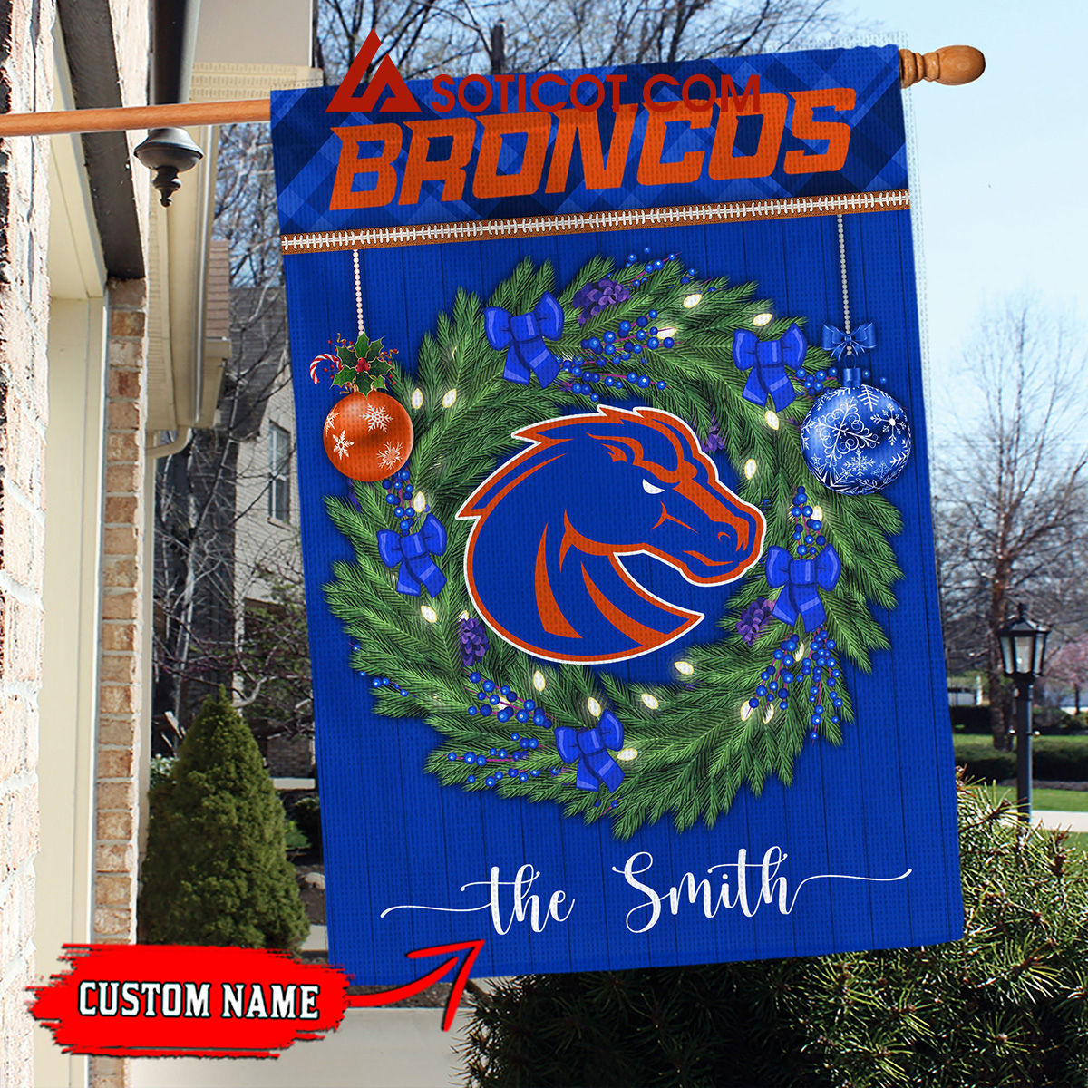 Boise State Broncos NCAA Football Christmas Personalized House Garden Flag2B1 XmWjv