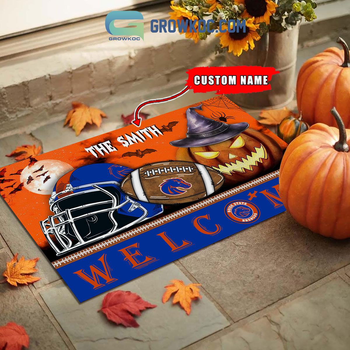 Boise State Broncos NCAA Football Welcome Halloween Personalized Doormat2B1 RRdaO