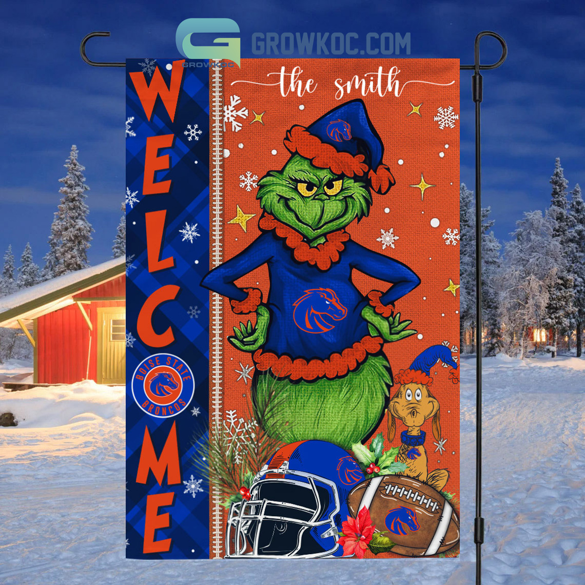 Boise State Broncos NCAA Grinch Football Welcome Christmas House Garden Flag2B1 UidcH