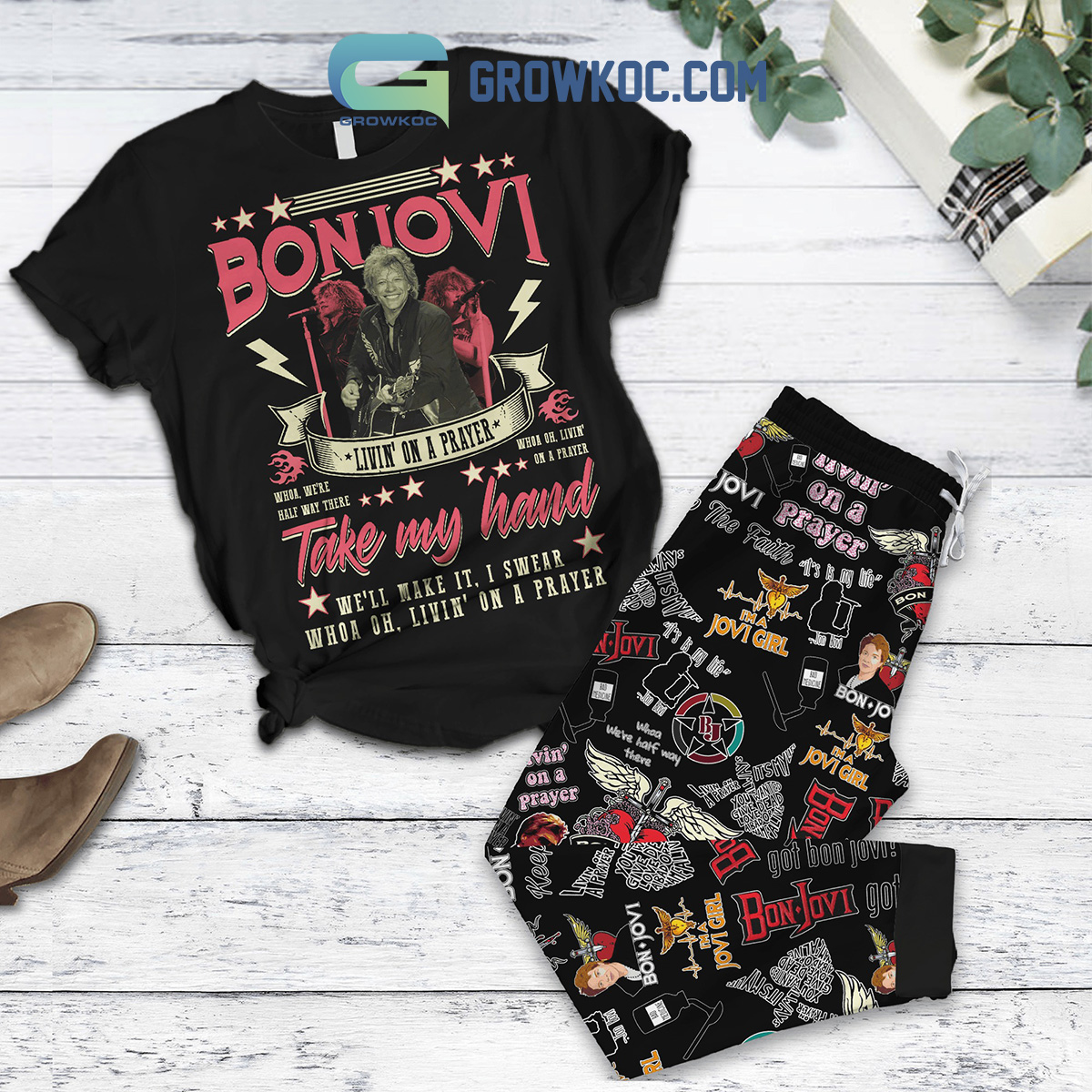 Bon Jovi Livin On A Prayer Take My Hand Fleece Pajamas Set2B1 TIApk