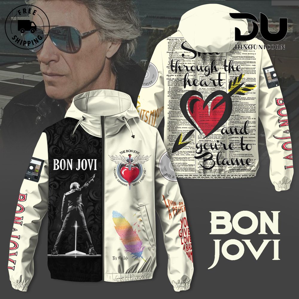 Bon Jovi Shot Through The Heart Windbreaker Outdoor Jacket 1