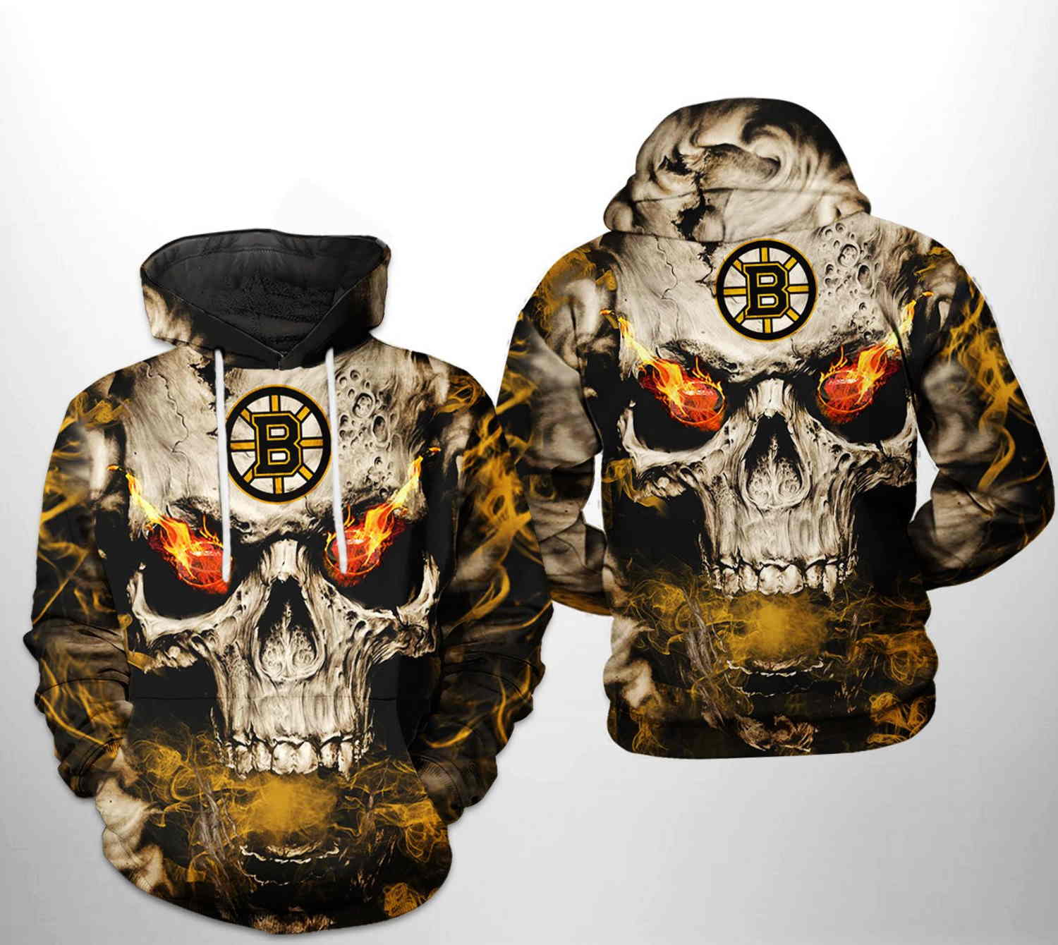 Boston Bruins NHL Skull All Over Print Hoodie 0