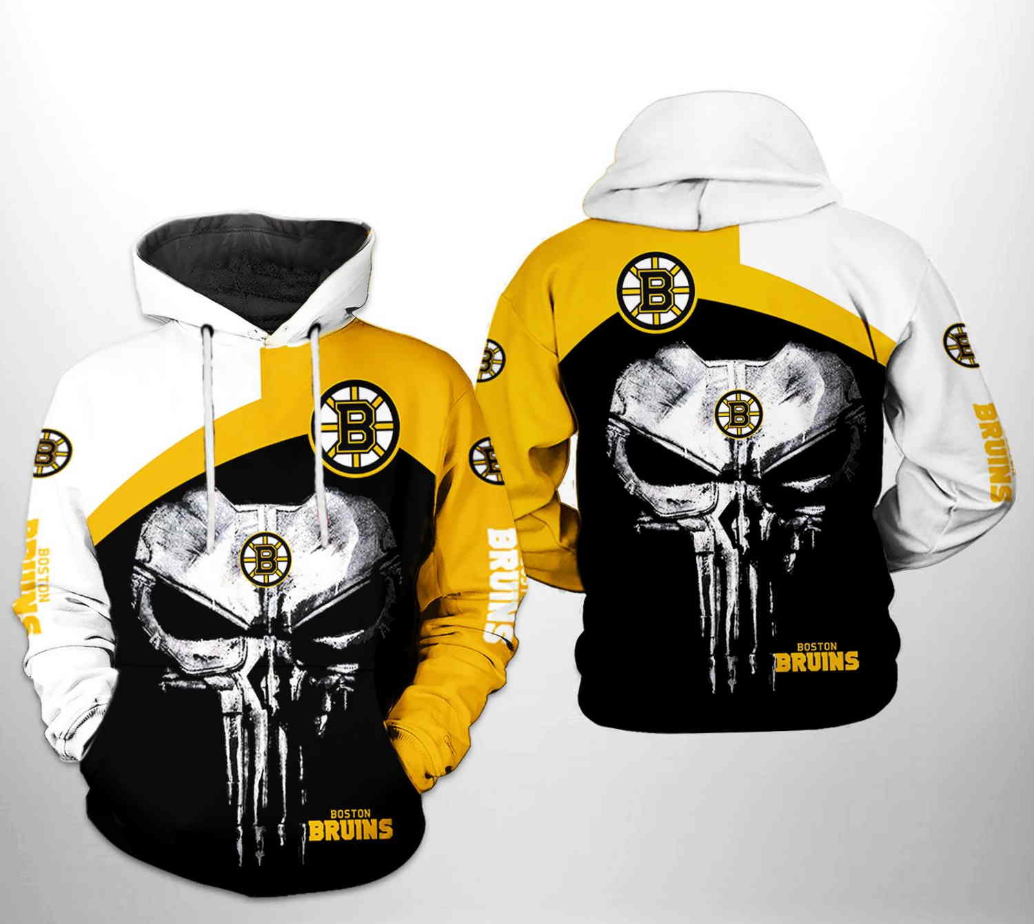 Boston Bruins NHL Skull Punisher Zip Up Hoodie 0