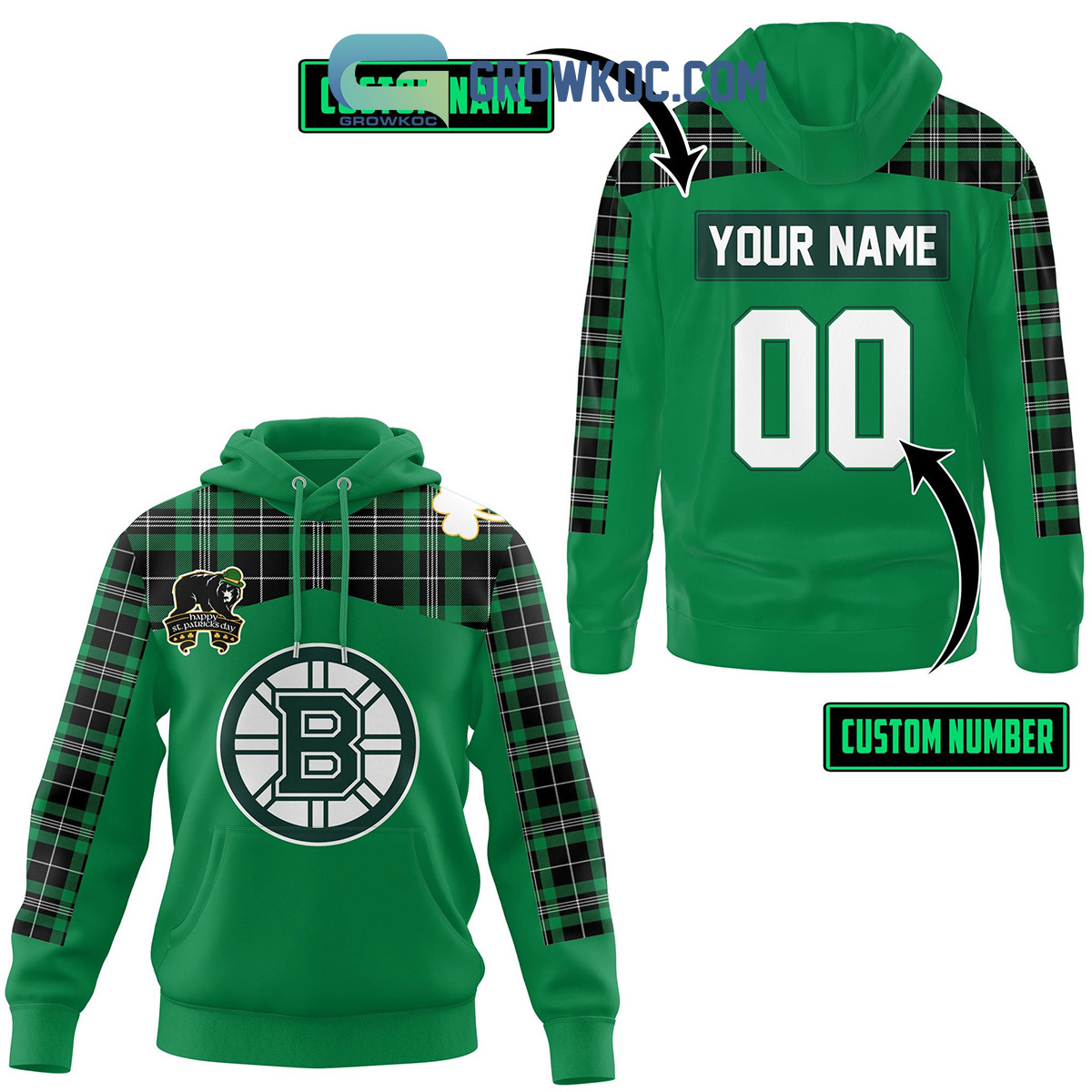 Boston Bruins St. Patricks Day Celebration Personalized Hoodie Shirts2B1 xB2oT