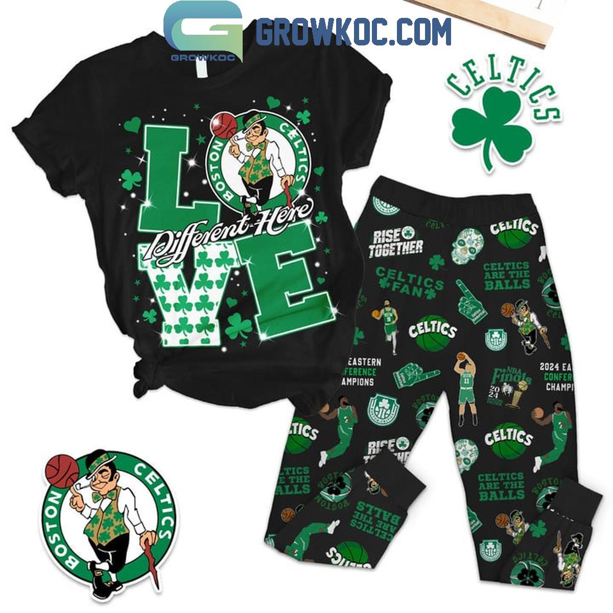 Boston Celtics Different Love Fleece Pajamas Set 1 iue1n