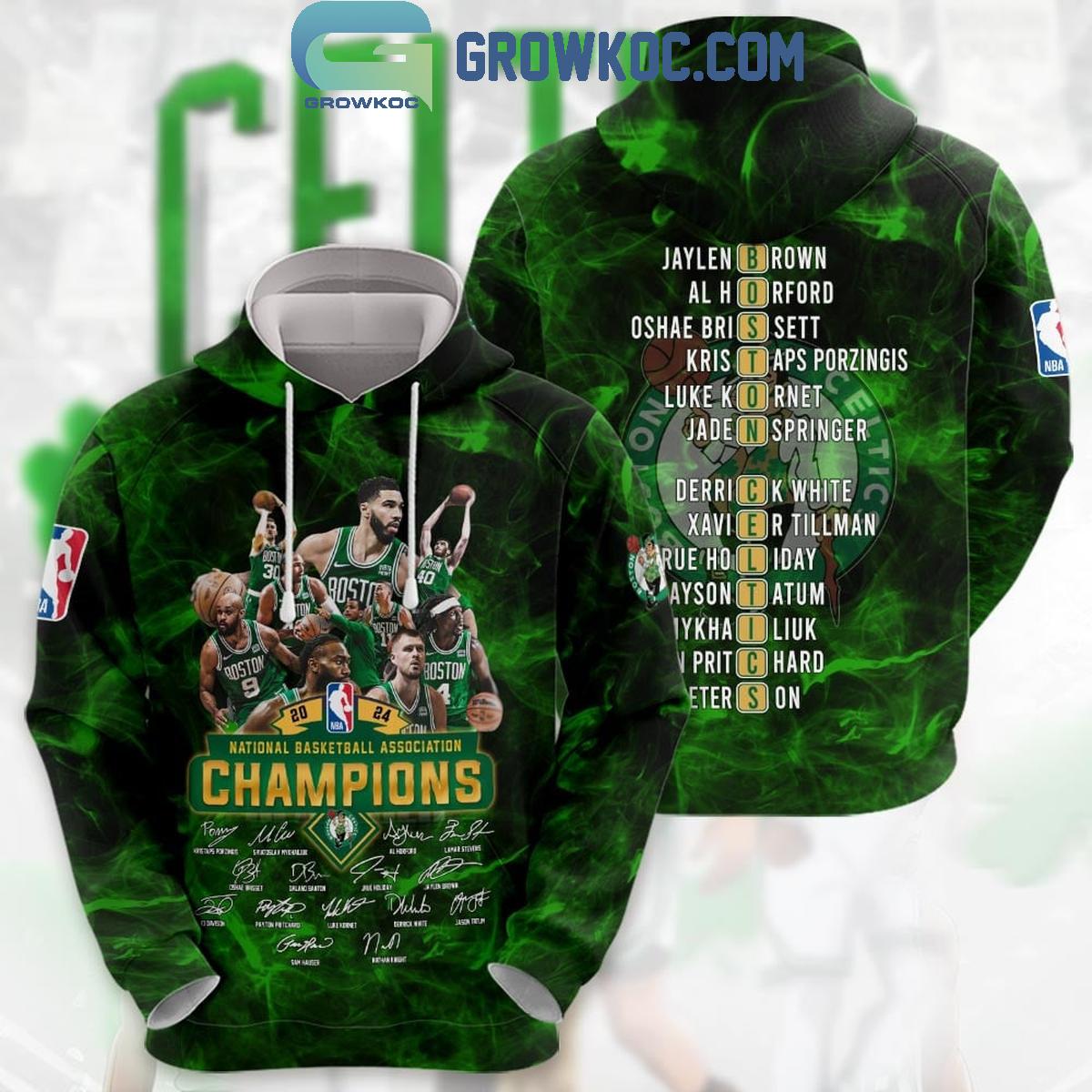 Boston Celtics Players Signature And Word Puzzle 2024 NBA Finals Champions Hoodie Shirt 1 ZpPHa