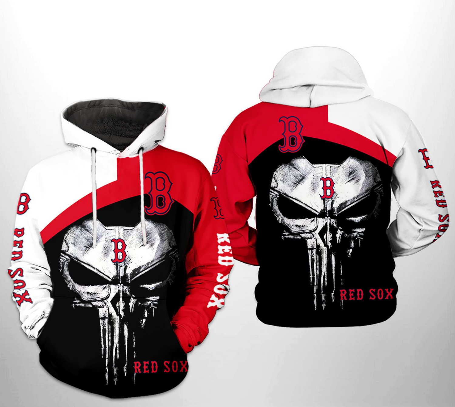 Boston Red Sox MLB Punisher Skull All Over Print Hoodie 0