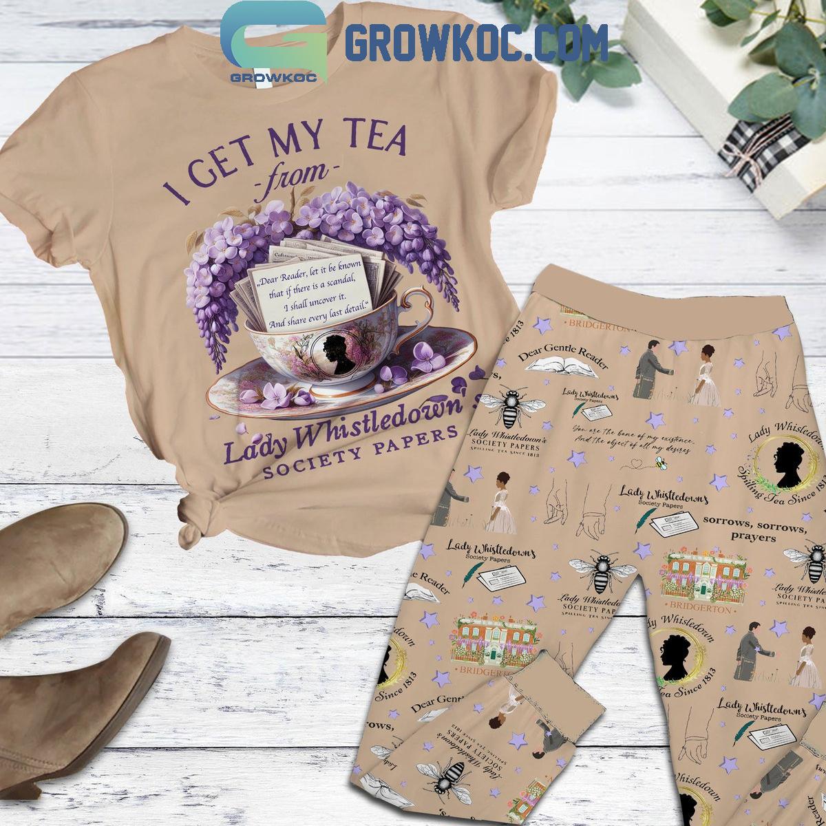 Bridgerton I Get My Tea From Lady Whistledown Fleece Pajamas Set 1 8kAAU