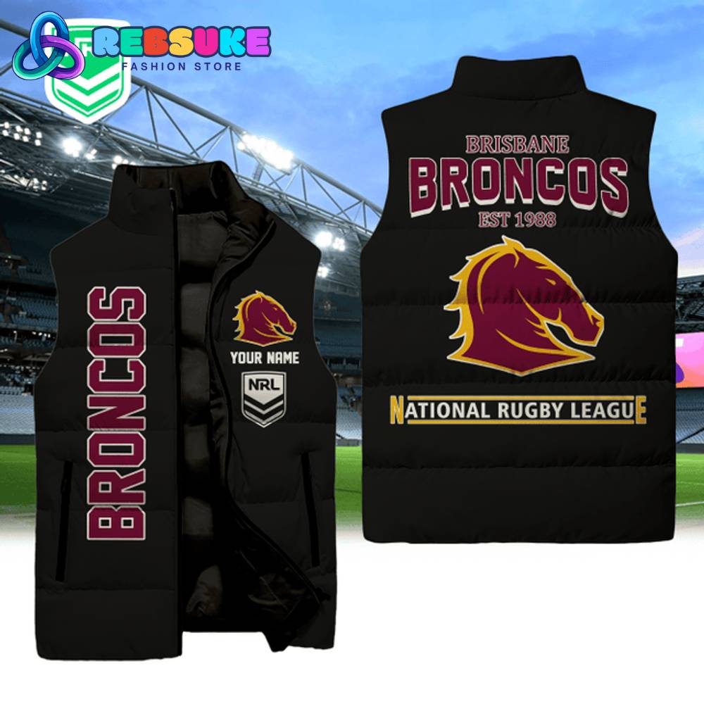 Brisbane Broncos NRL Sleeveless Puffer Down Vest 1