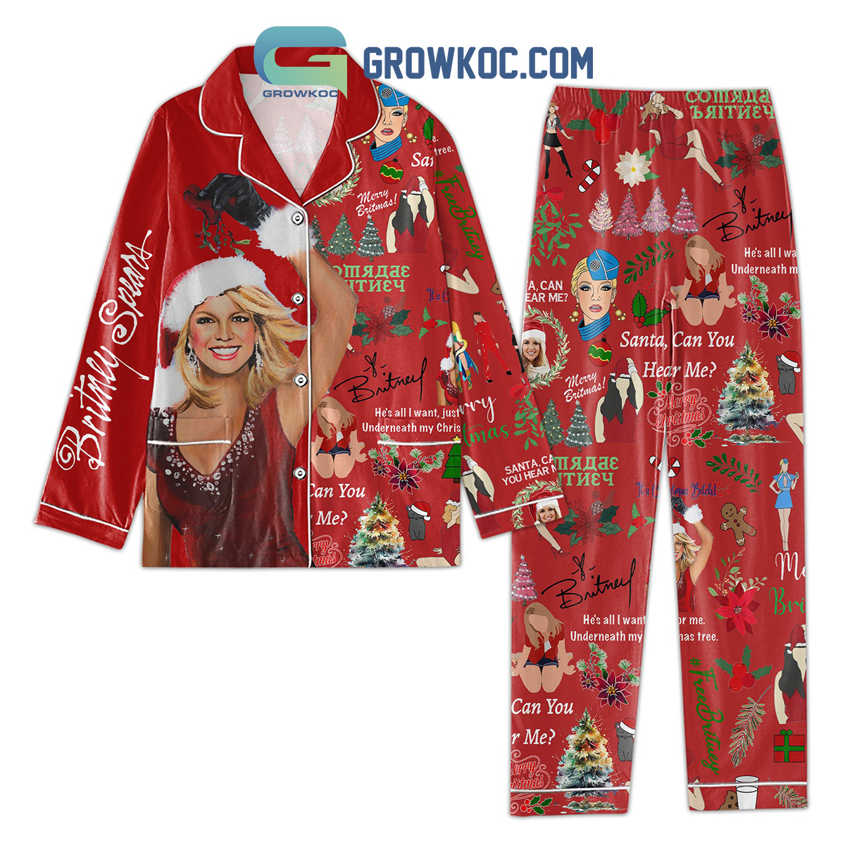 Britney Spears Merry Christmas Santa Can You Here Me Pajamas Set2B1 ULDsf