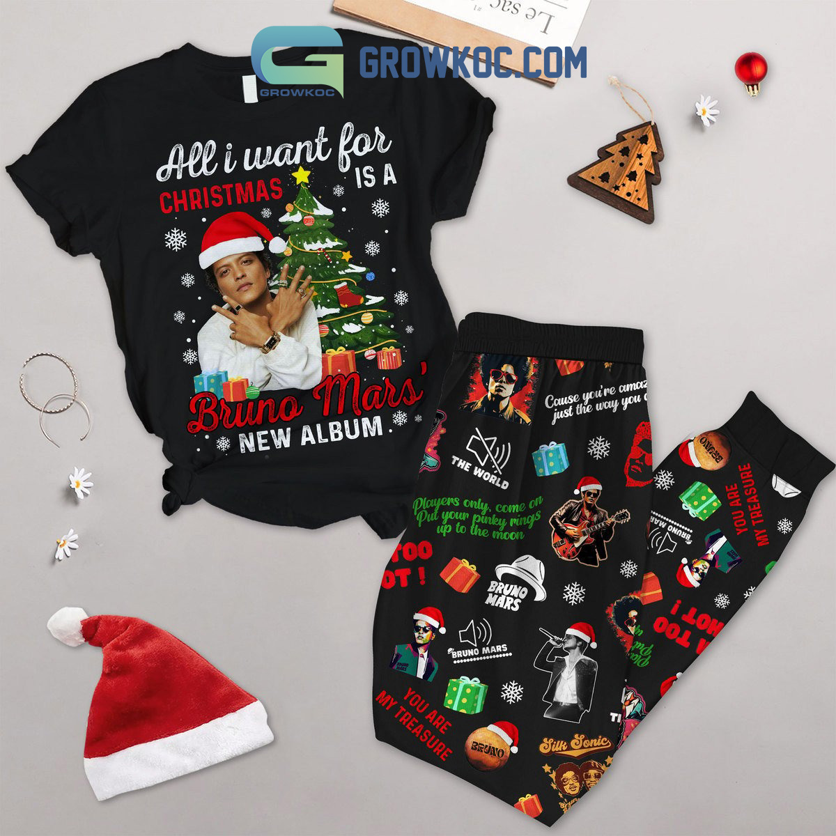 Bruno Mars New Album For Christmas Fleece Pajamas Set2B1 lxeQE