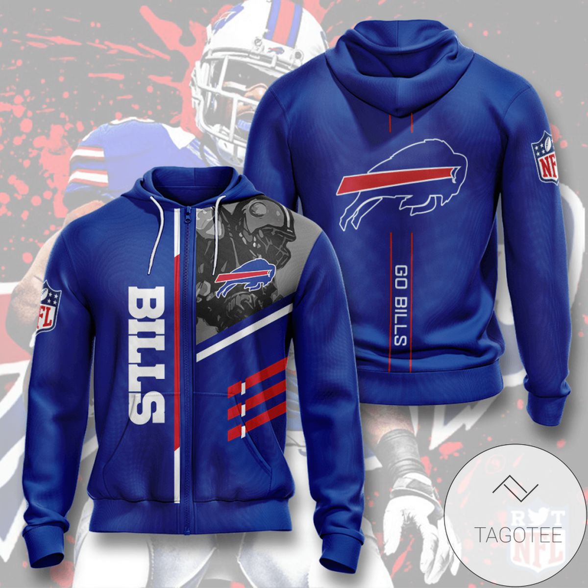 Buffalo Bills 3D Printed Hoodie Zipper Hooded Jacket