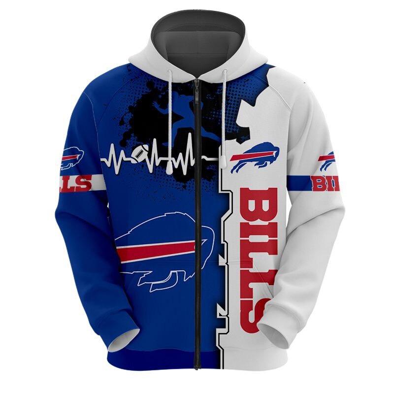 Buffalo Bills All Over Print 3D Zip Hoodie For Nfl Fans 0