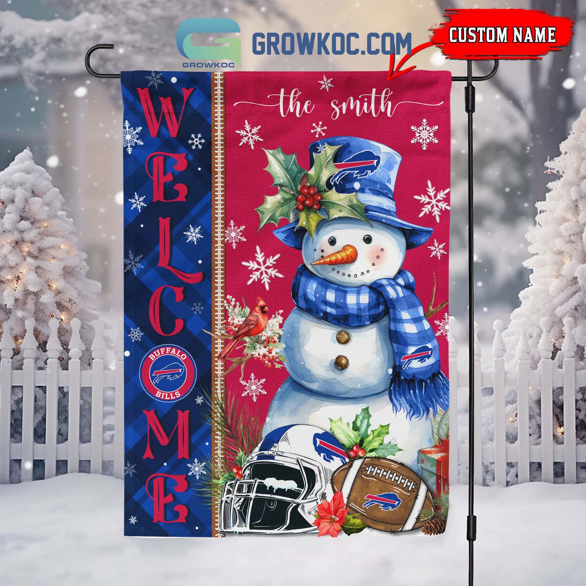 Buffalo Bills Football Snowman Welcome Christmas Personalized House Gargen Flag2B1 vZRBd