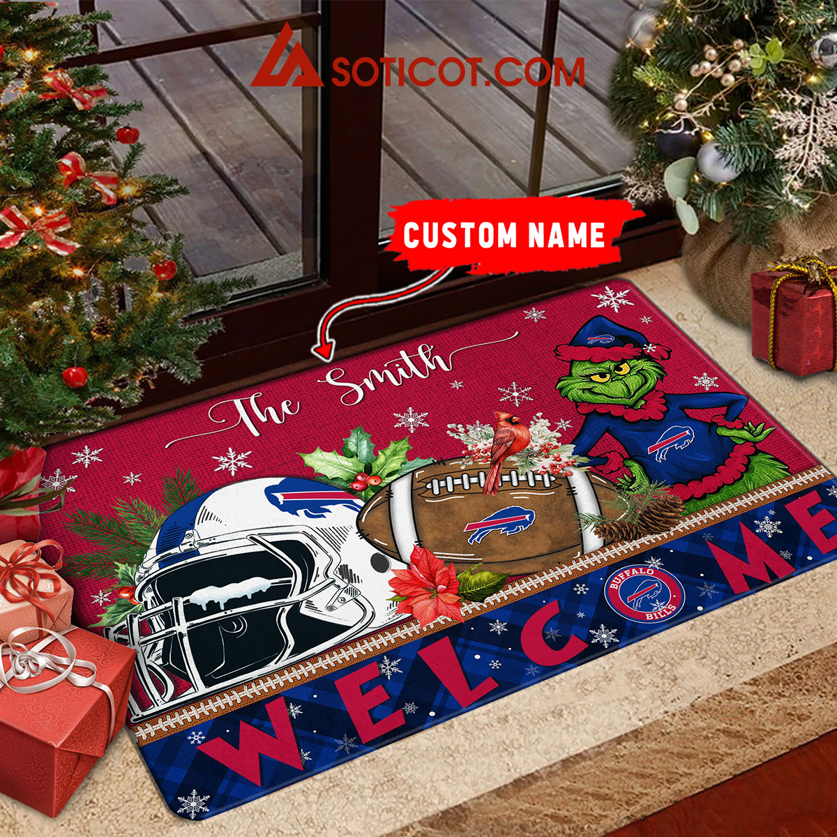 Buffalo Bills Grinch Welcome Christmas Football Personalized Doormat2B1 nQKpu