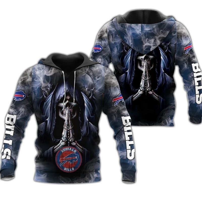 Buffalo Bills Hoodie With 3D Zip Hoodie And Death Smoke Graphic Gifts For Fans 0