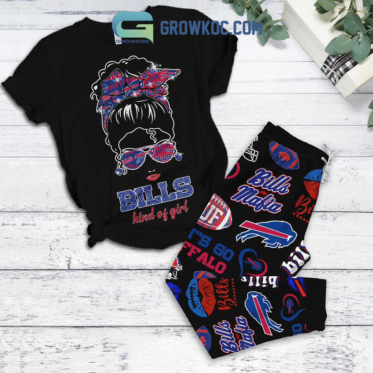 Buffalo Bills Kind Of Girl Mafia Bill Fleece Pajamas Set2B1 PPcOz