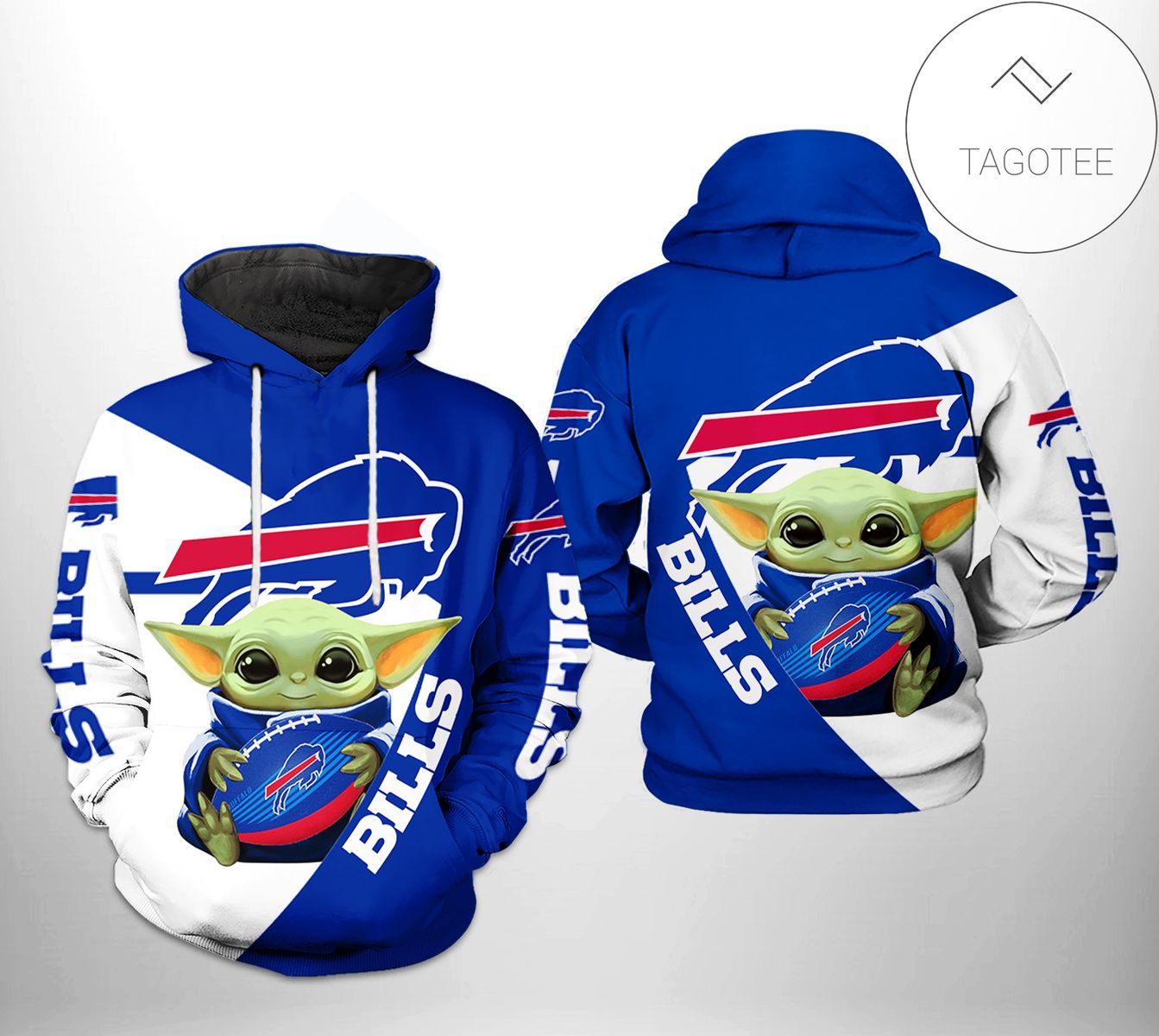 Buffalo Bills NFL Baby Yoda Team 3D Printed Hoodie Zipper Hooded Jacket