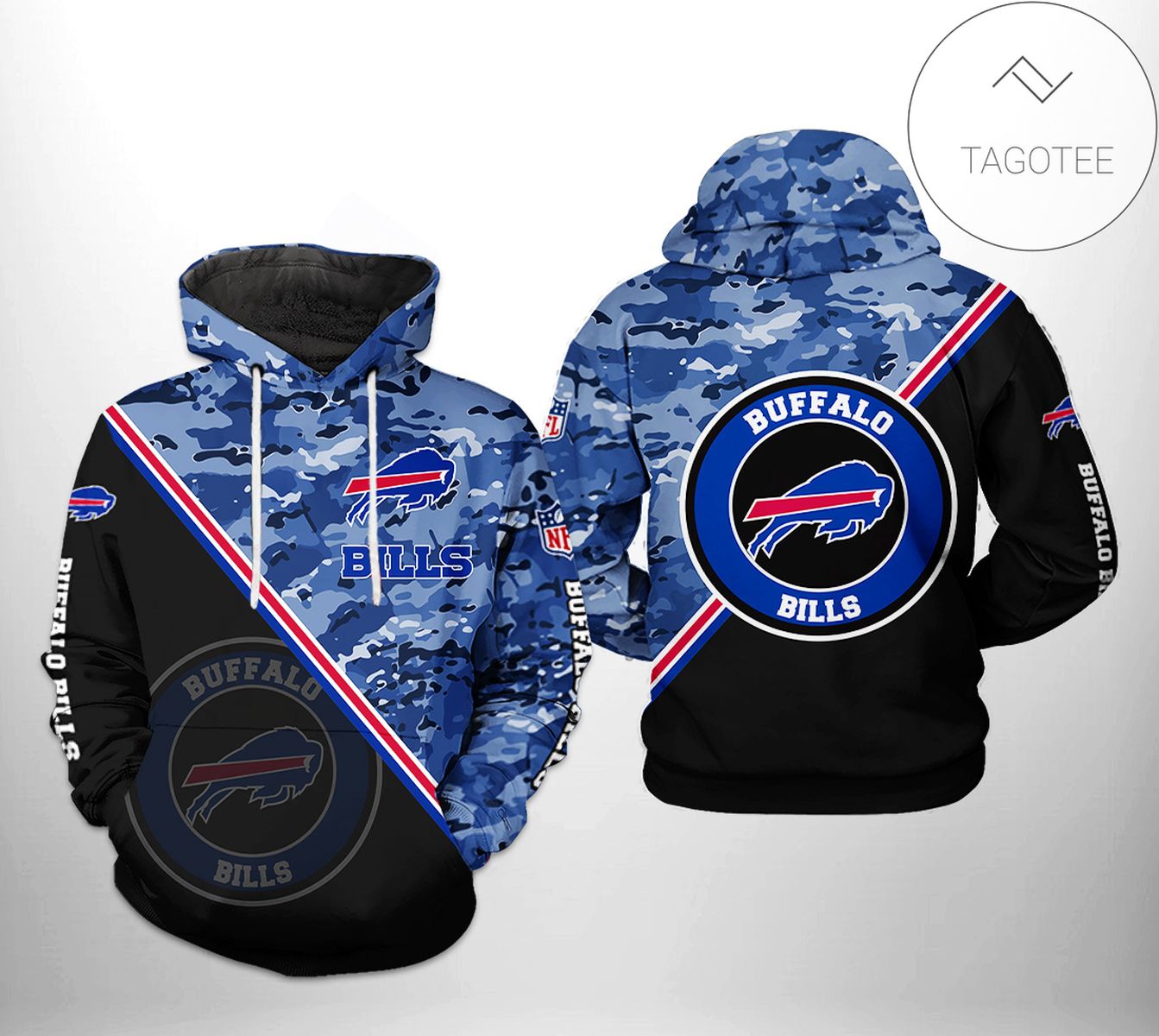 Buffalo Bills NFL Camo Team 3D Printed Hoodie Zipper Hooded Jacket